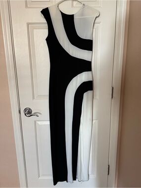 ASOS Black and White Curve-Panel Maxi Dress